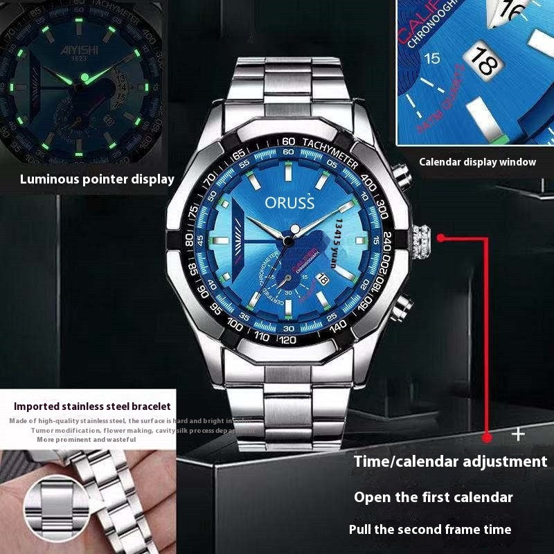 Montre à mouvement automatique pour homme avec calendrier et montre lumineuse étanche