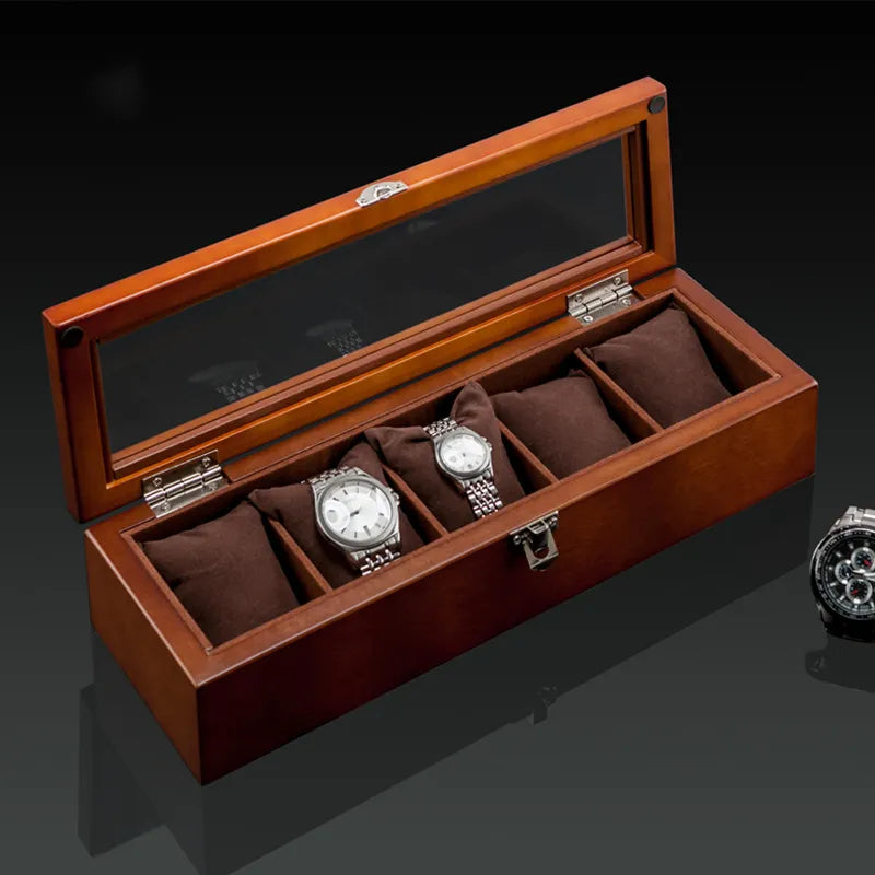 New Wood Watch Box Organizer With Glass Window Wooden Watch Display Luxury Watch Case Storage Box Watch Holder for Men