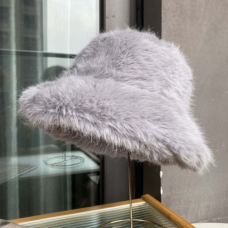 Imitation Fur Women's Autumn And Winter Wild Long Fur Bucket Hat