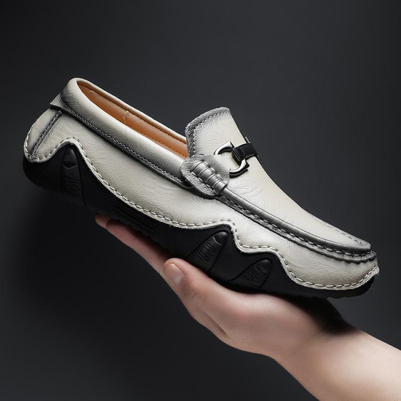 Slip-on Men's Loafers Casual Leather Shoes Low Top