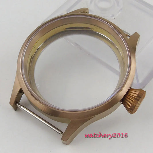 43mm  Bronze Plated Case Sapphire Glass Fit Eat 6498 6497 Movement Replacement Parts