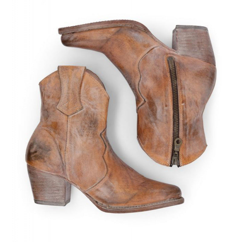 High Heel All-matching Chunky Heel Short Boots