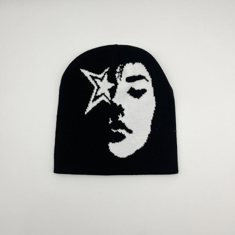 European And American Jacquard Portrait Series Brimless Knitted Hat