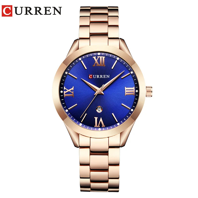 CURREN Watch Women Top Brand Quartz Female Bracelet Watches Stainless Steel Wrist Watch for Ladies Reloj Mujer Gift Rose Gold