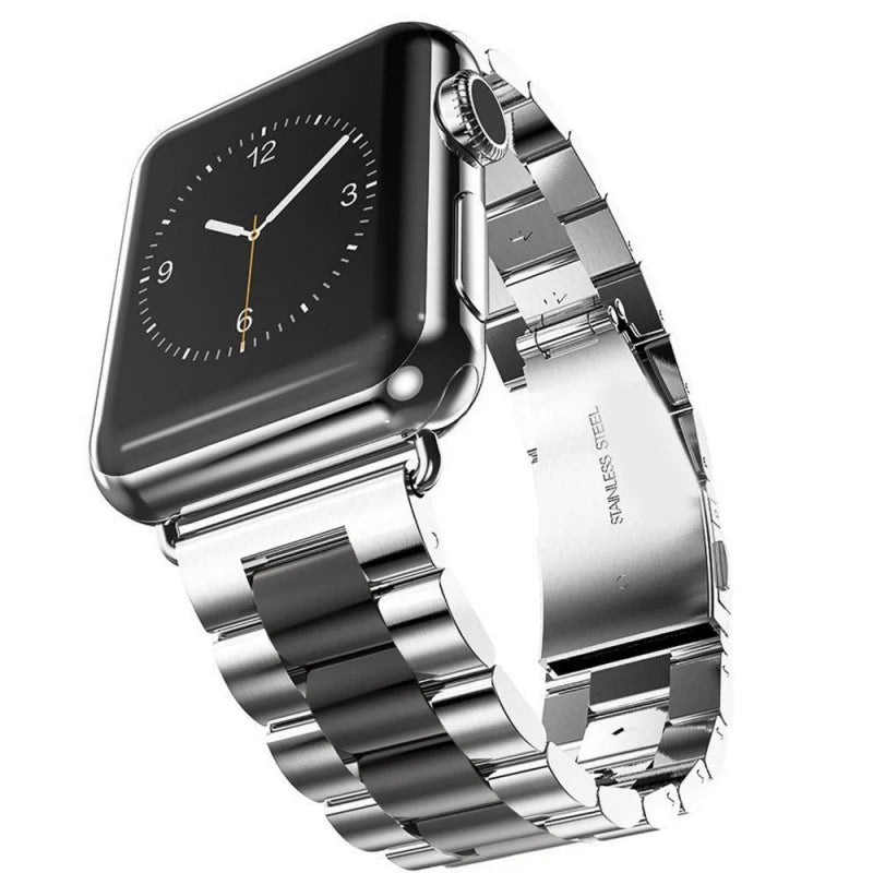 حزام من الفولاذ المقاوم للصدأ لساعة Apple Watch مقاس 42 مم و38 مم، سوار معدني لساعة iWatch Series 4 و5 و6 وSE و7 و8 و44 مم و40 مم و41 مم و45 مم و49 مم Ultra