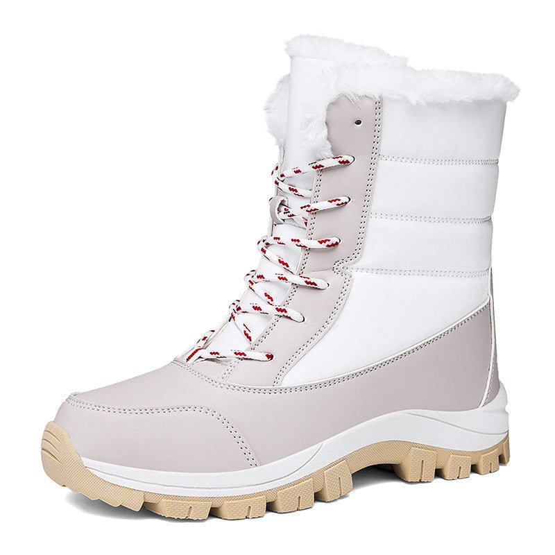 Bottes de neige chaudes en velours et coton, chaussures hautes rembourrées en coton