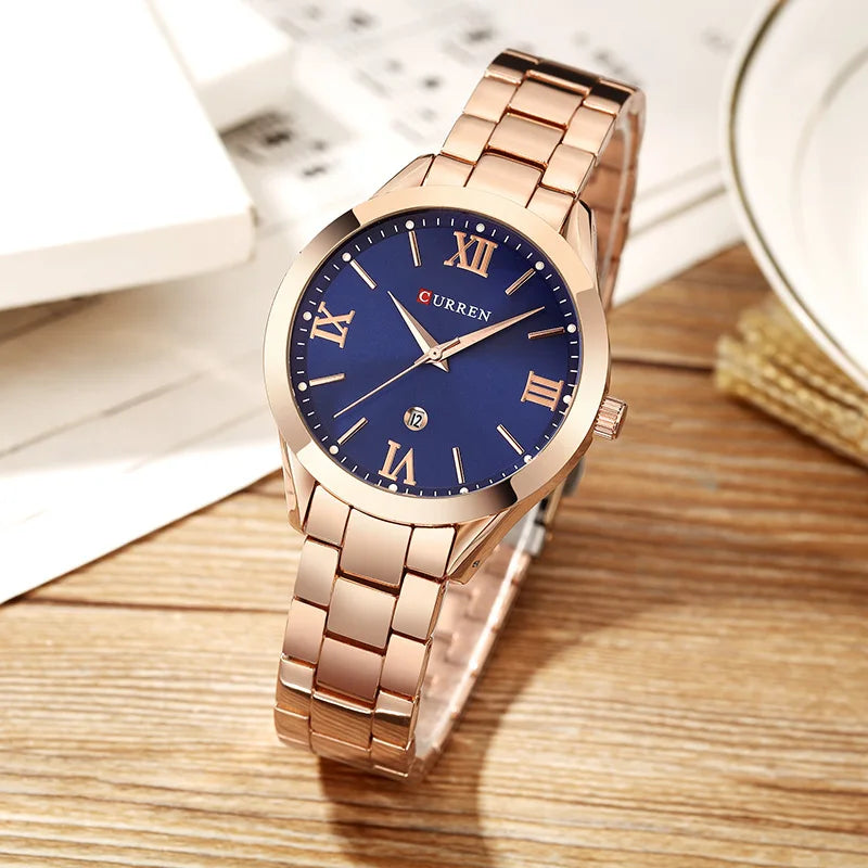 CURREN Watch Women Top Brand Quartz Female Bracelet Watches Stainless Steel Wrist Watch for Ladies Reloj Mujer Gift Rose Gold