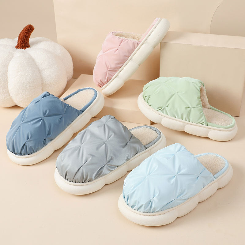 Plush Cotton Indoor Leisure Thick Bottom Waterproof Slippers