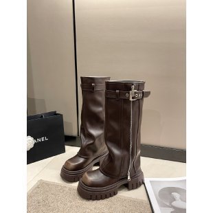 Bottes marron à semelle surélevée de style occidental pour femmes