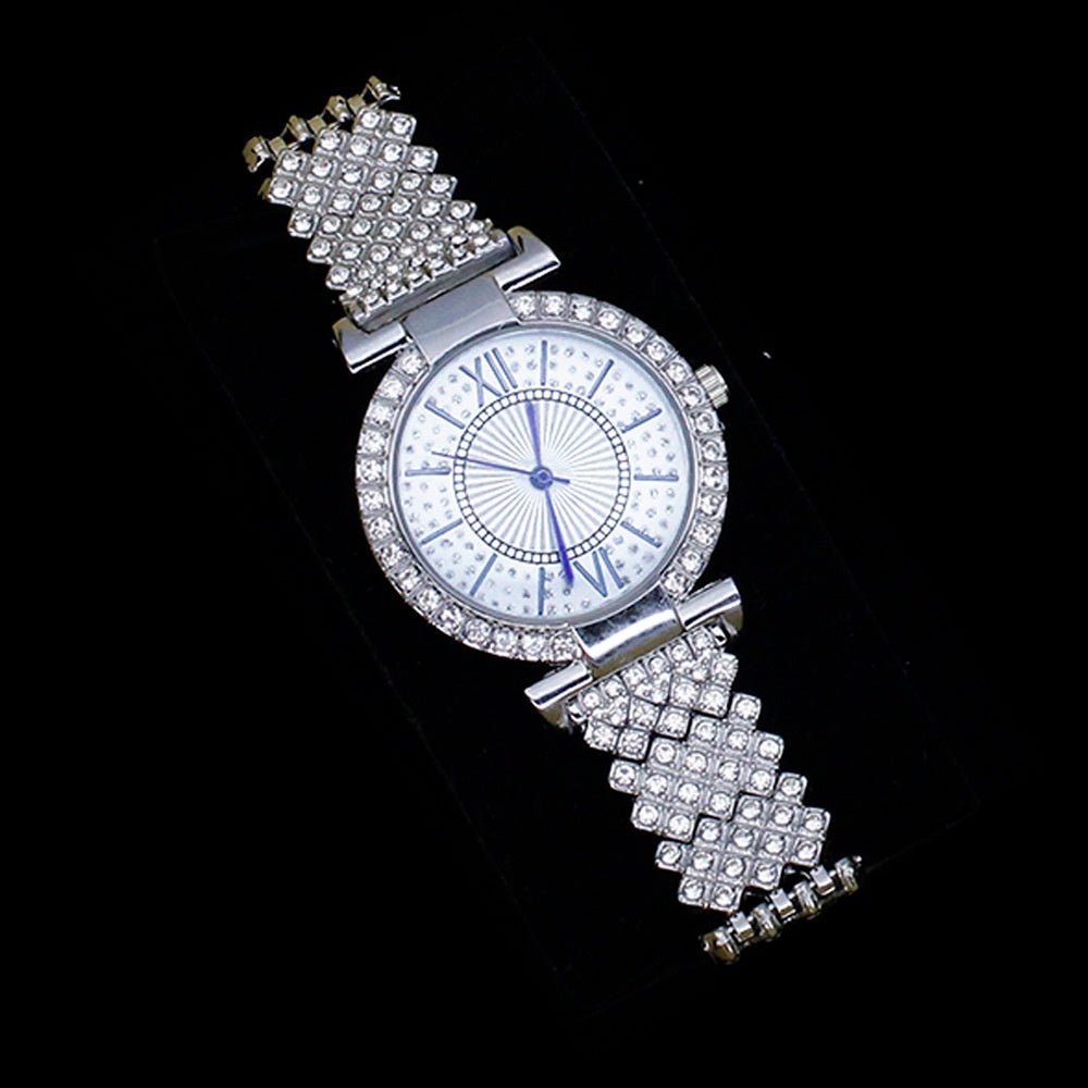 Roman Pattern Diamond-embedded Women's Watch Jewelry Gift Set Bracelet Watch Women's Light Luxury Full Diamond Good-looking