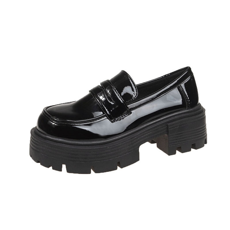 Autumn New Slip-on Round Head Thick Bottom Heightened Single Layer Shoes