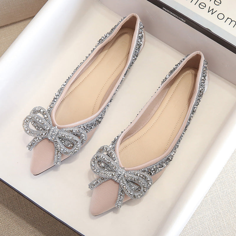 Spring And Autumn New Evening Style Flat Gentle Diamond Shoes