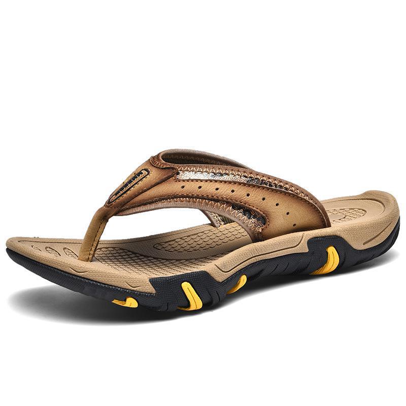 First Layer Cowhide Flip-flops Sandals Men's Daily Outdoor Non-slip Wear-resistant