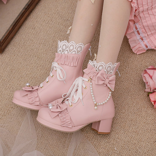 Sweet Bow Beaded Women's Boots