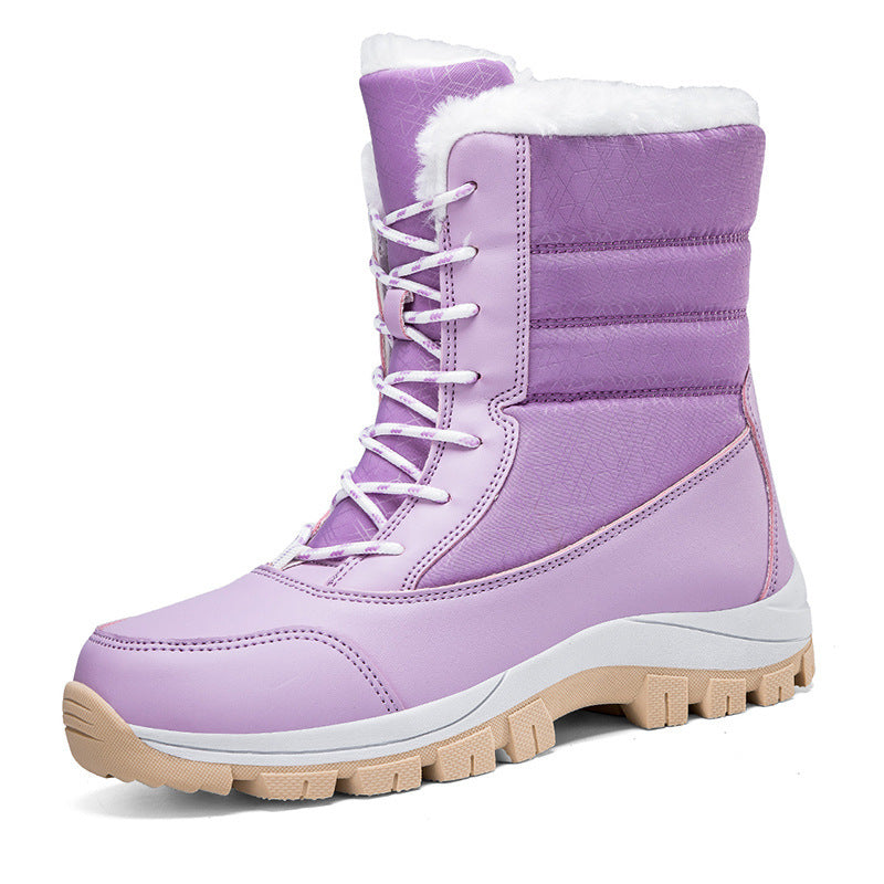 Bottes de neige chaudes en velours et coton, chaussures hautes rembourrées en coton