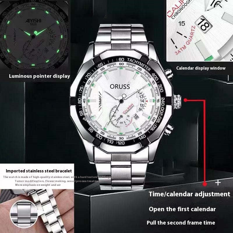 Montre à mouvement automatique pour homme avec calendrier et montre lumineuse étanche