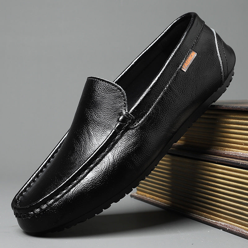 Soft Bottom Breathable One Pedal Male Slip-on Casual Leather Shoes