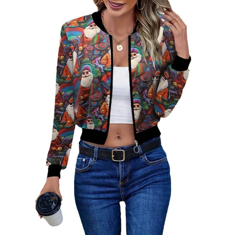 Christmas 3D Printed Short Long Sleeve Casual Jacket