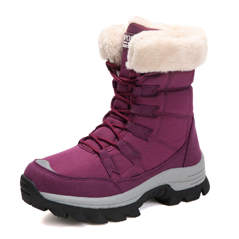 Bottes de neige chaudes en velours et coton, chaussures hautes rembourrées en coton