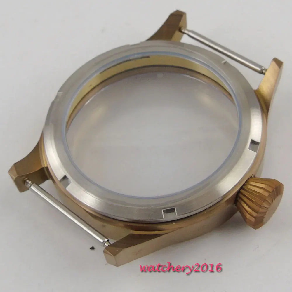 43mm  Bronze Plated Case Sapphire Glass Fit Eat 6498 6497 Movement Replacement Parts