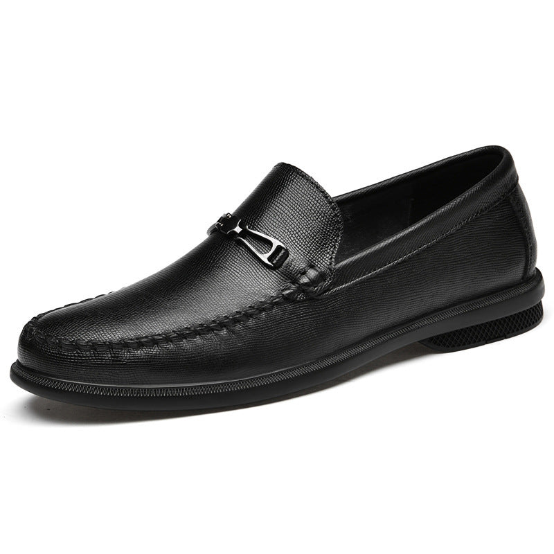 Loafers Men's First Layer Cowhide Embossed Business Leisure Slip On