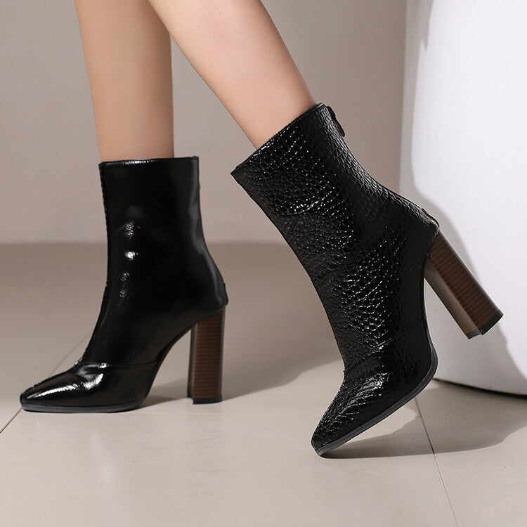 Women's Autumn And Winter High Heels Fleece-lined French Style Small Ankle Boots