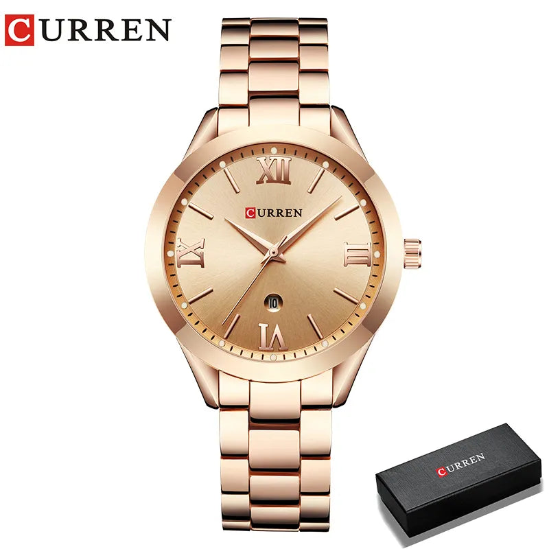 CURREN Watch Women Top Brand Quartz Female Bracelet Watches Stainless Steel Wrist Watch for Ladies Reloj Mujer Gift Rose Gold