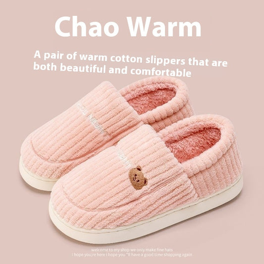 Ankle Wrap Cotton Slippers Women's Winter New Thick Bottom Home Indoor Non-slip Plus Velvet Warm