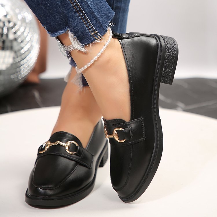 Plus Size British Style Leather Shoes Women