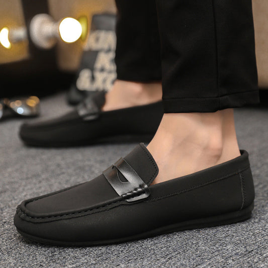 Men's Fall Korean Trend Casual Soft Leather Shoes All-matching Slip-on