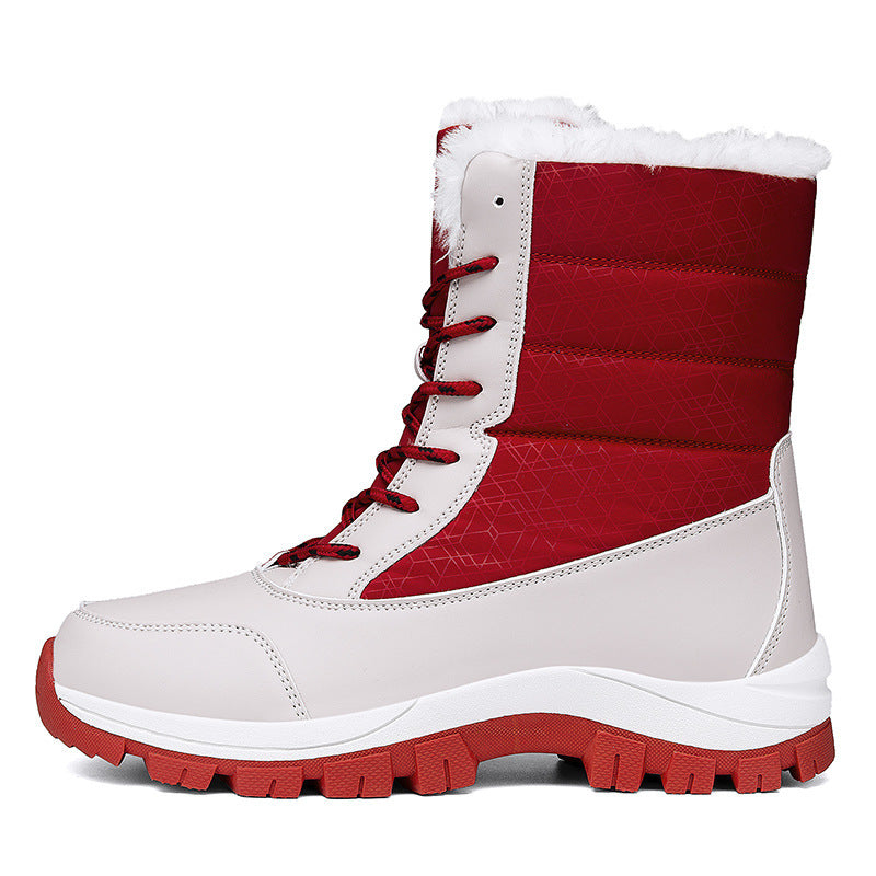 Bottes de neige chaudes en velours et coton, chaussures hautes rembourrées en coton