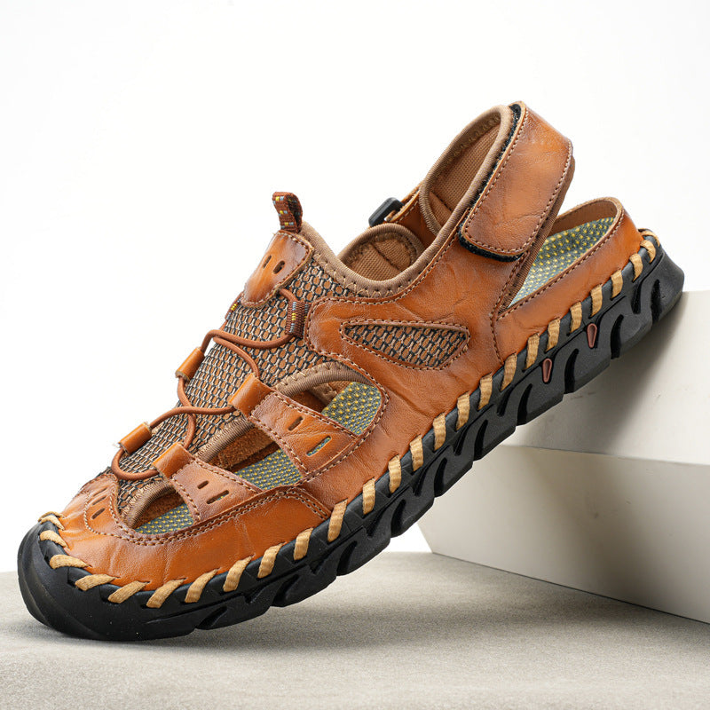 Genuine Leather Men's Sandals Air-permeable Beachwear Summer Casual