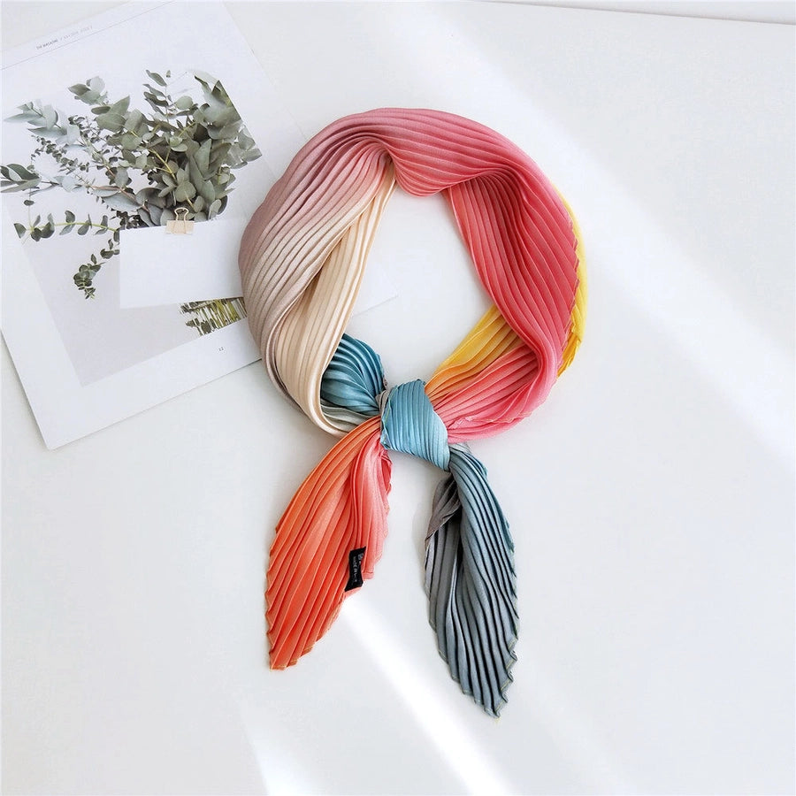 women's elegant color block polyester frill silk scarves