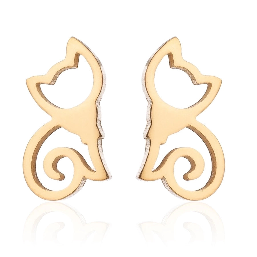 Simple Style Dog Cat Plating 304 Stainless Steel Stainless Steel Earrings