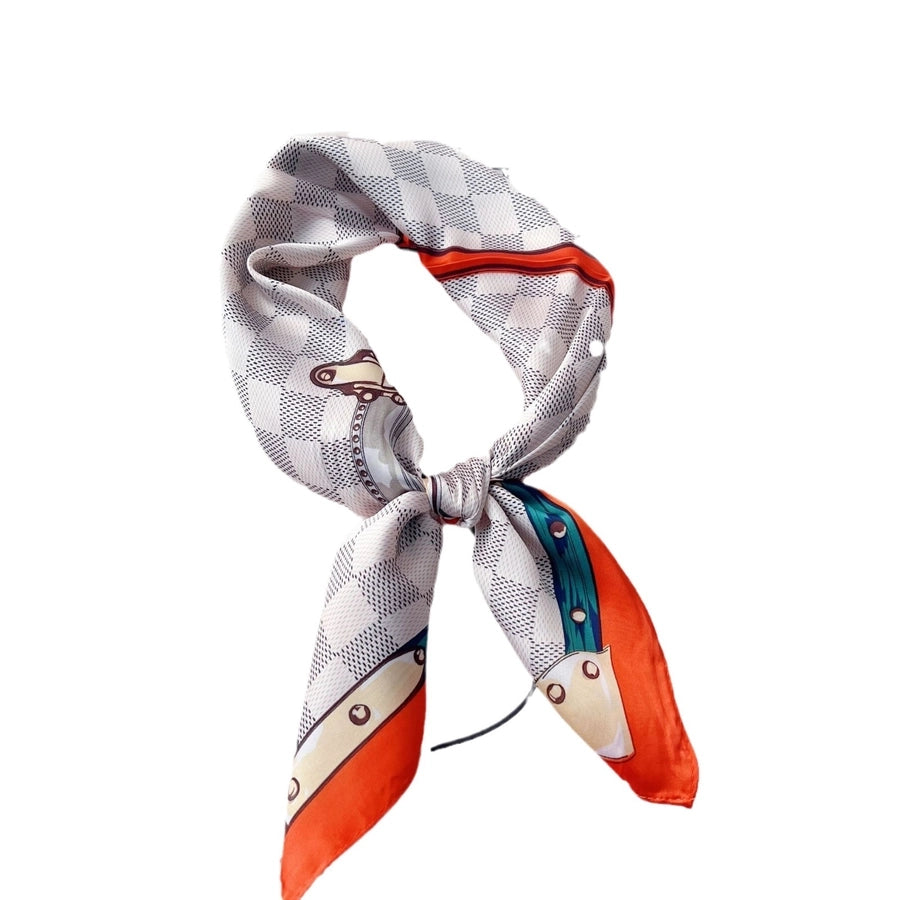 women's basic color block imitated silk silk scarf