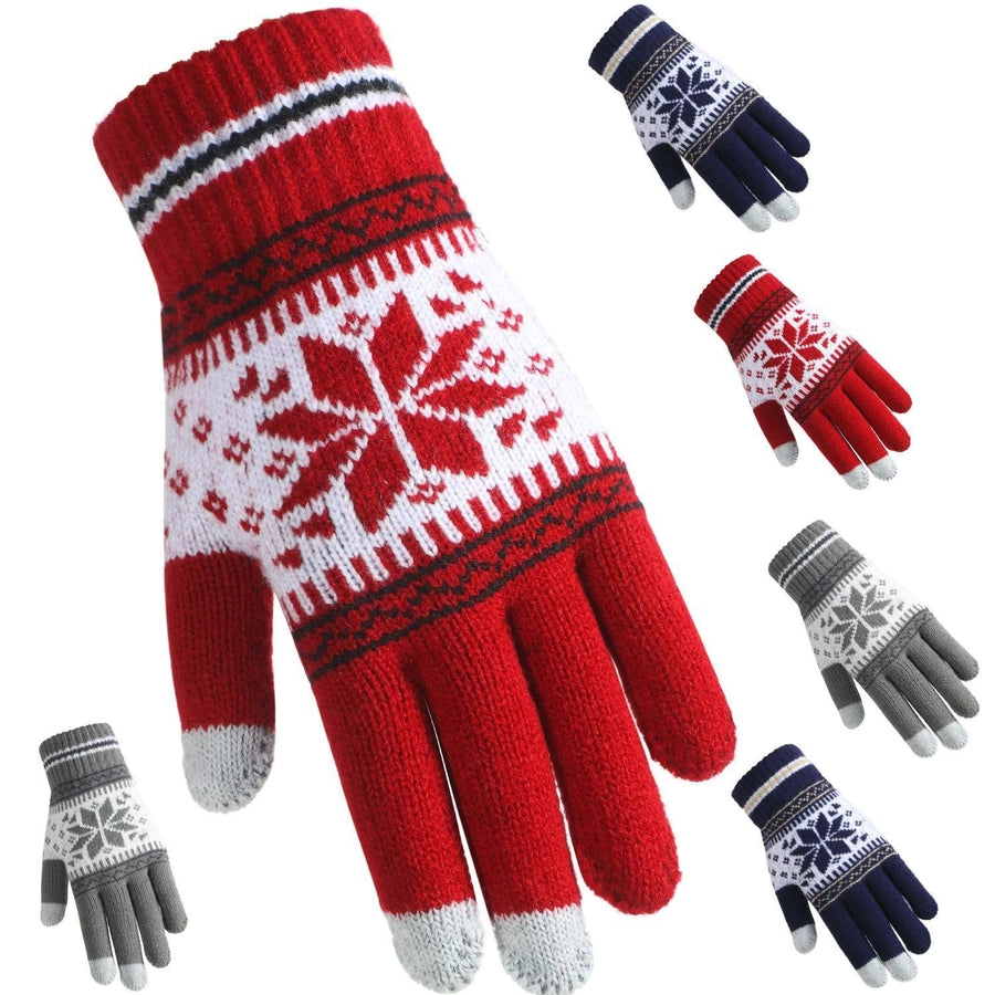 unisex fashion snowflake knitted fabric gloves 1 pair