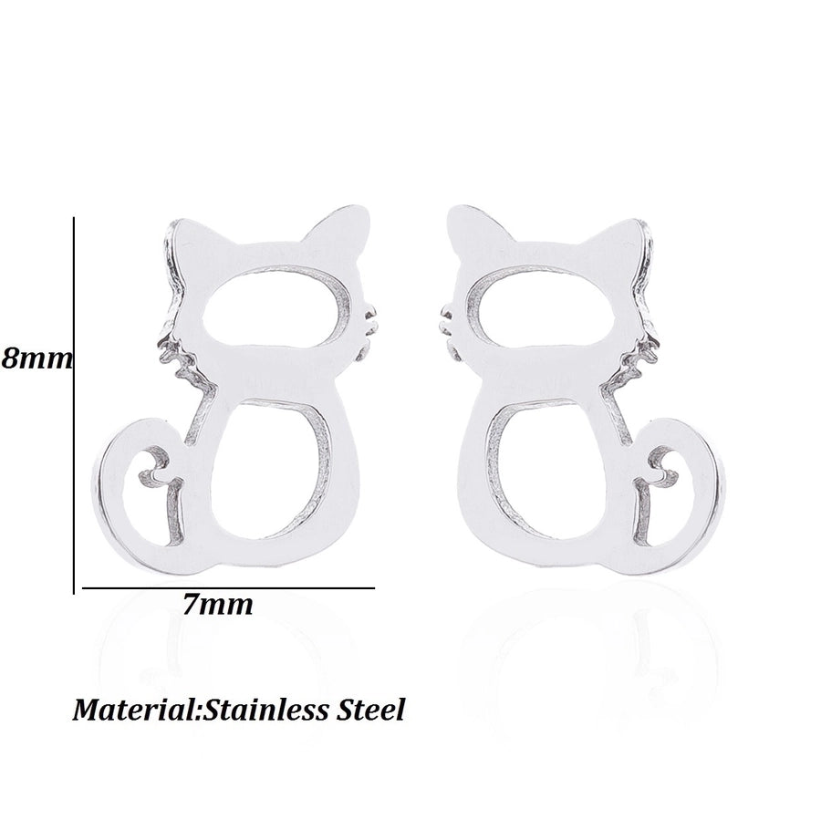 Simple Style Dog Cat Plating 304 Stainless Steel Stainless Steel Earrings