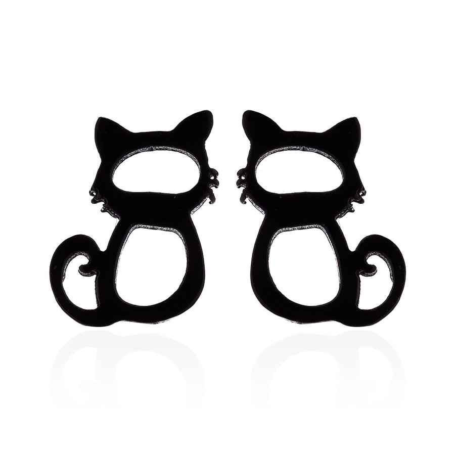 Simple Style Dog Cat Plating 304 Stainless Steel Stainless Steel Earrings