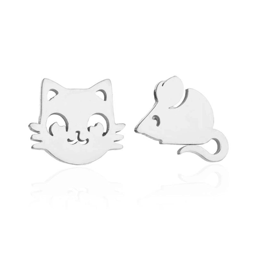 Simple Style Dog Cat Plating 304 Stainless Steel Stainless Steel Earrings