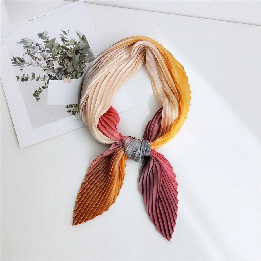 women's elegant color block polyester frill silk scarves