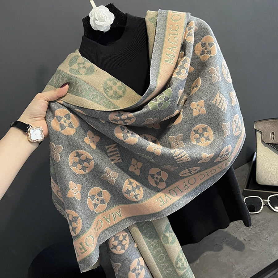 women's fashion printing imitation cashmere winter scarves