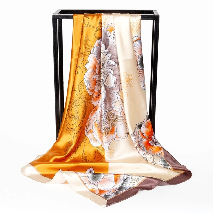 shanghai story spring artificial silk women's satin scarf printed all-matching scarf 90 large kerchief mother's day gift