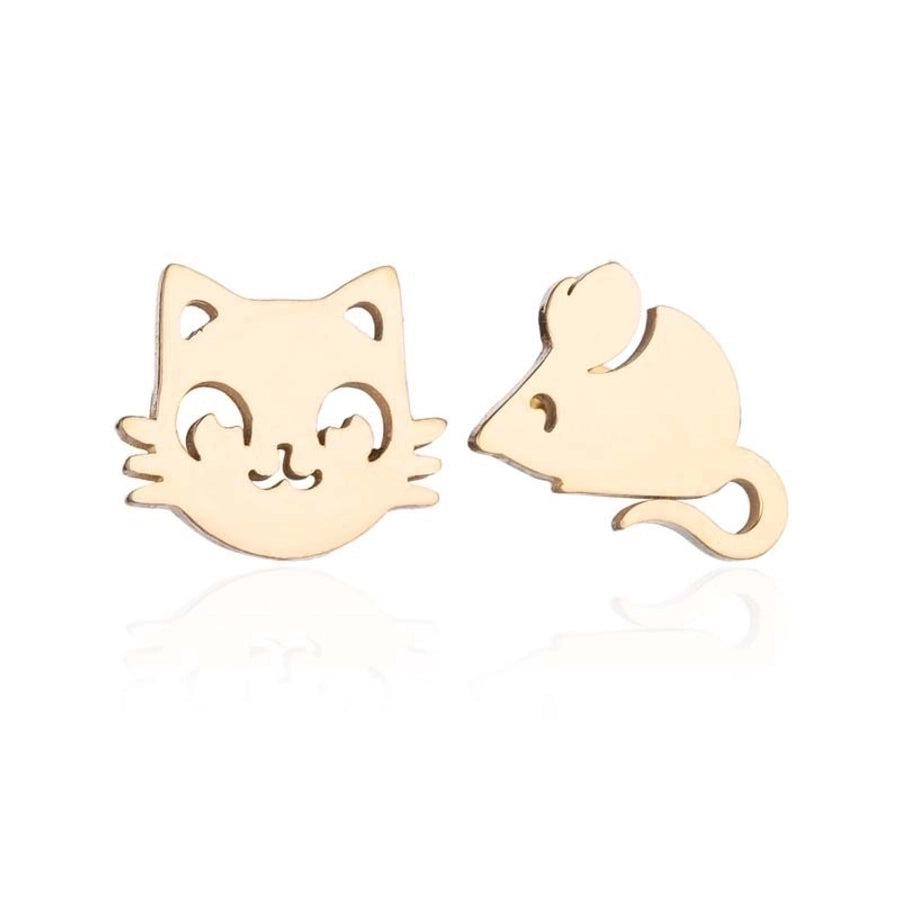 Simple Style Dog Cat Plating 304 Stainless Steel Stainless Steel Earrings