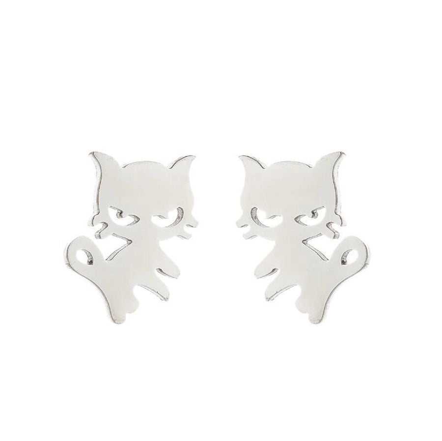 Simple Style Dog Cat Plating 304 Stainless Steel Stainless Steel Earrings