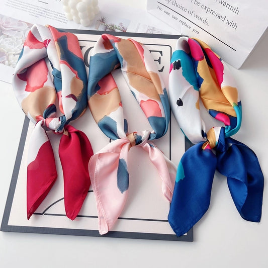 women's basic color block imitated silk silk scarf