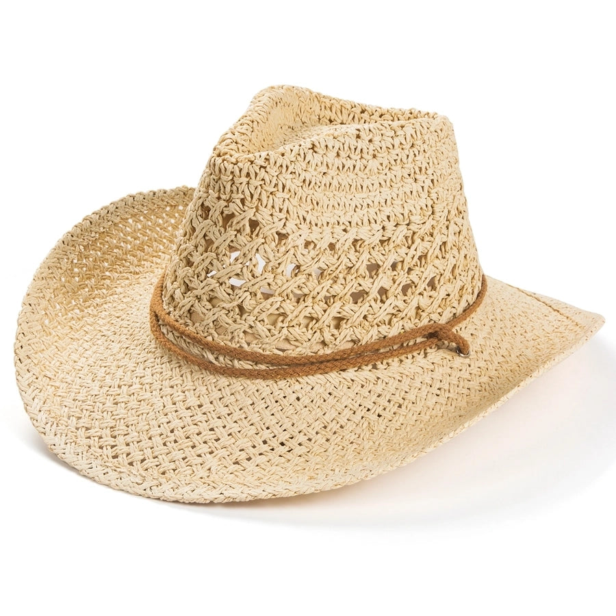 unisex ethnic style solid color braid big eaves straw hat