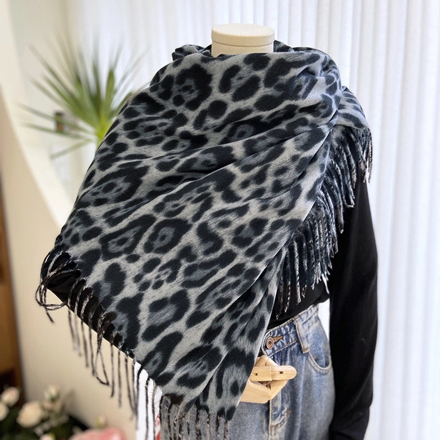 women's casual leopard imitation cashmere scarf