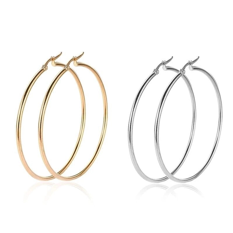 1 Pair Round Plating 201 Stainless Steel Stainless Steel Earrings