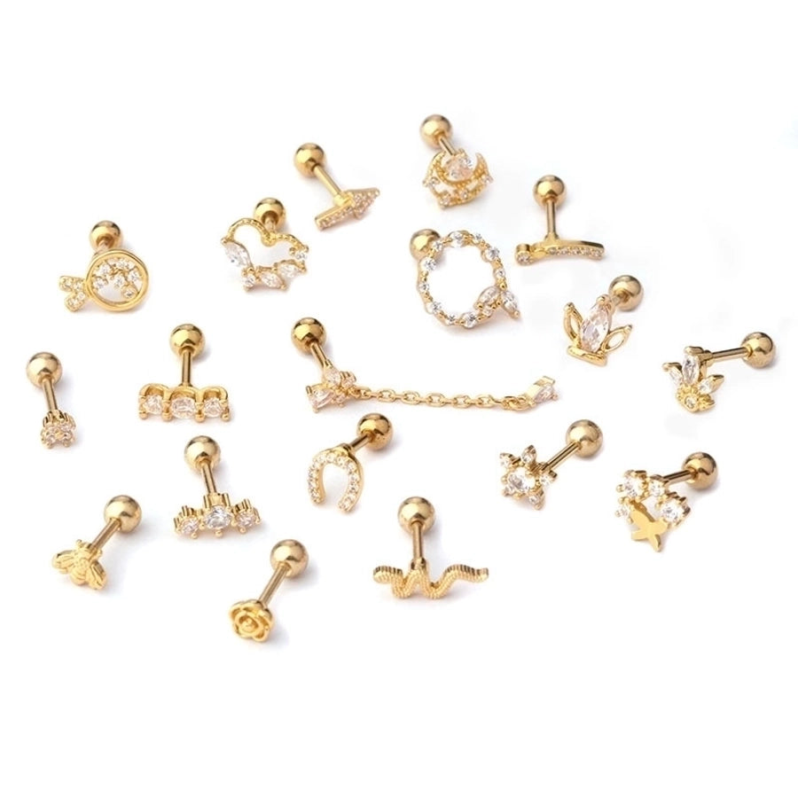 Ear Cartilage Rings & Studs Fashion Geometric Copper Plating Artificial Gemstones