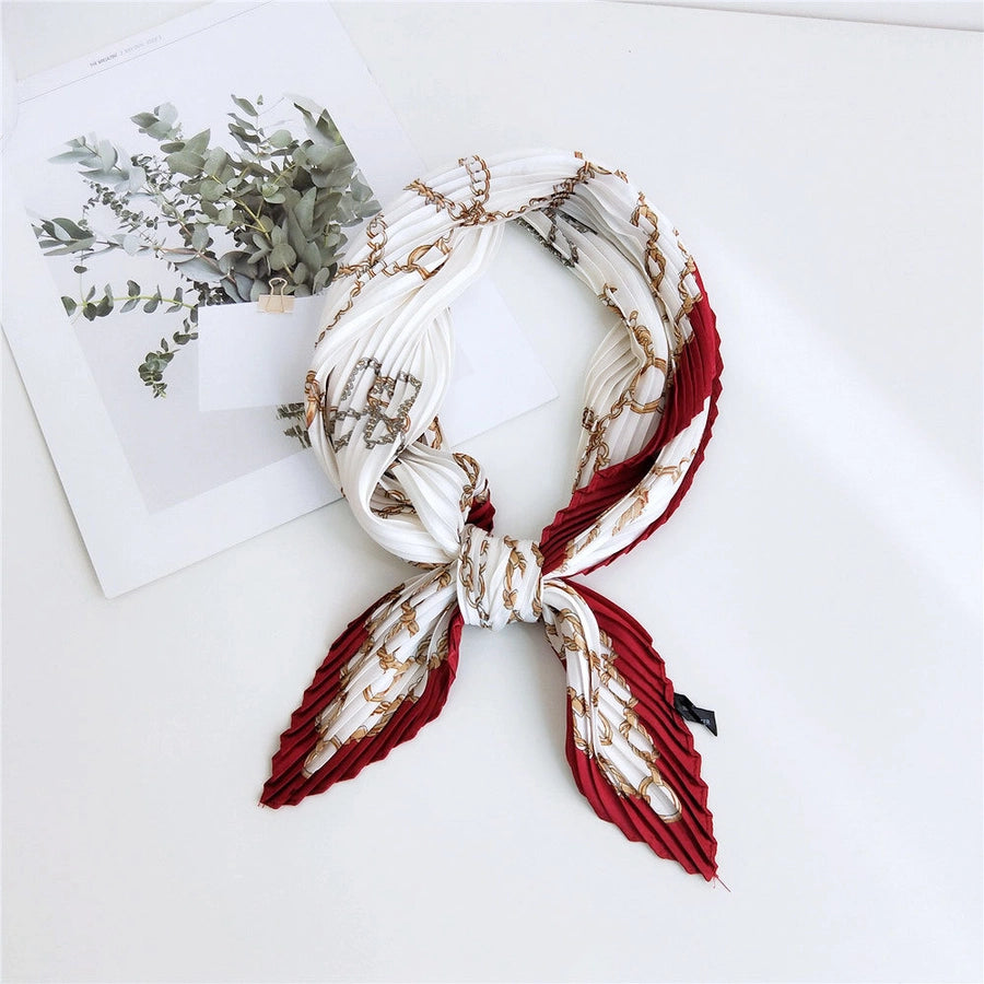 women's elegant color block polyester frill silk scarves